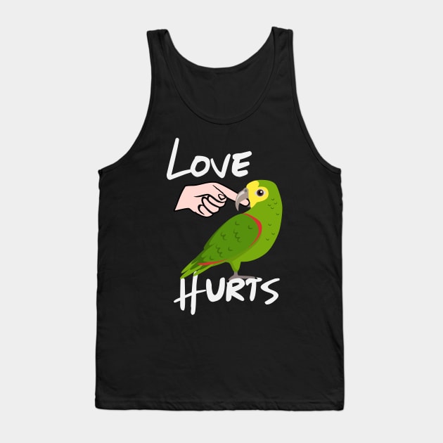 Love Hurts Yellow Headed Amazon Parrot Biting Finger Tank Top by Einstein Parrot